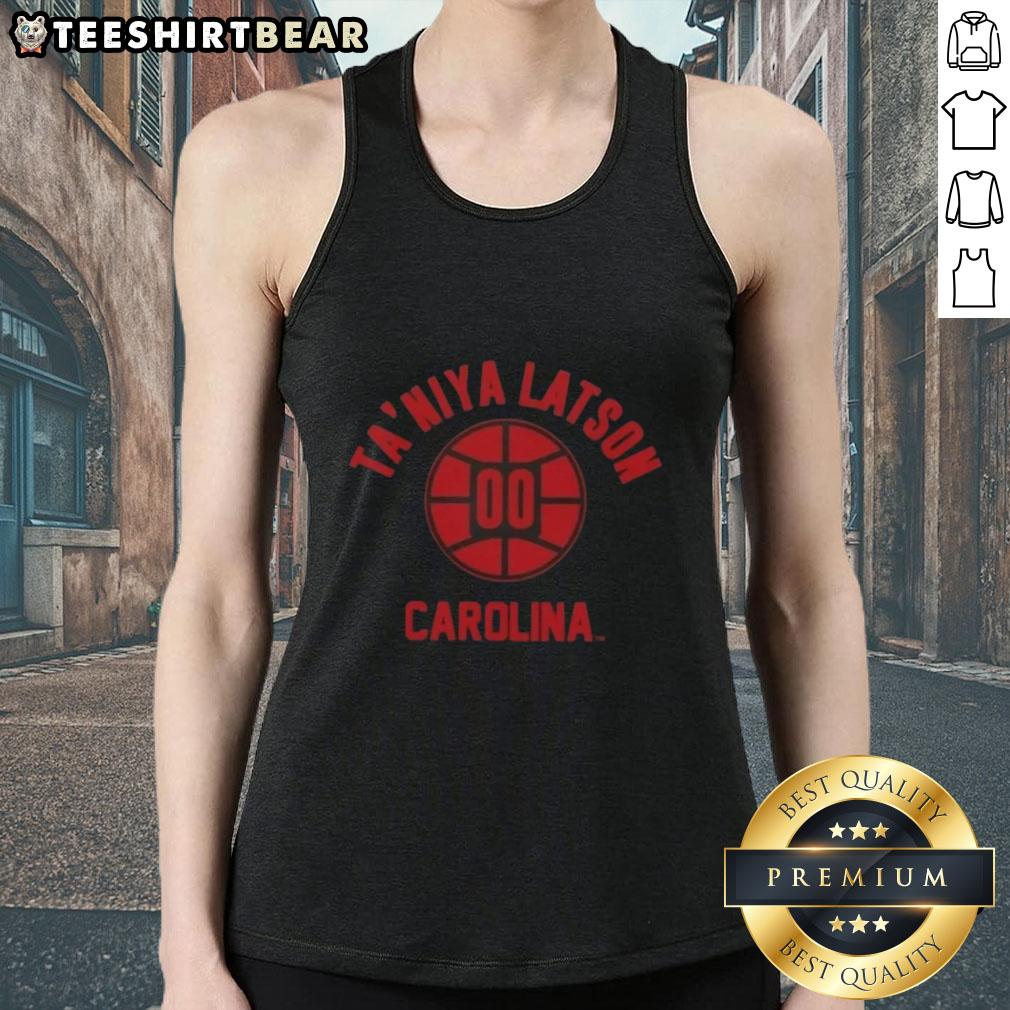 Taniya Latson poses in a tank top, showcasing her love for South Carolina basketball in this vibrant image.