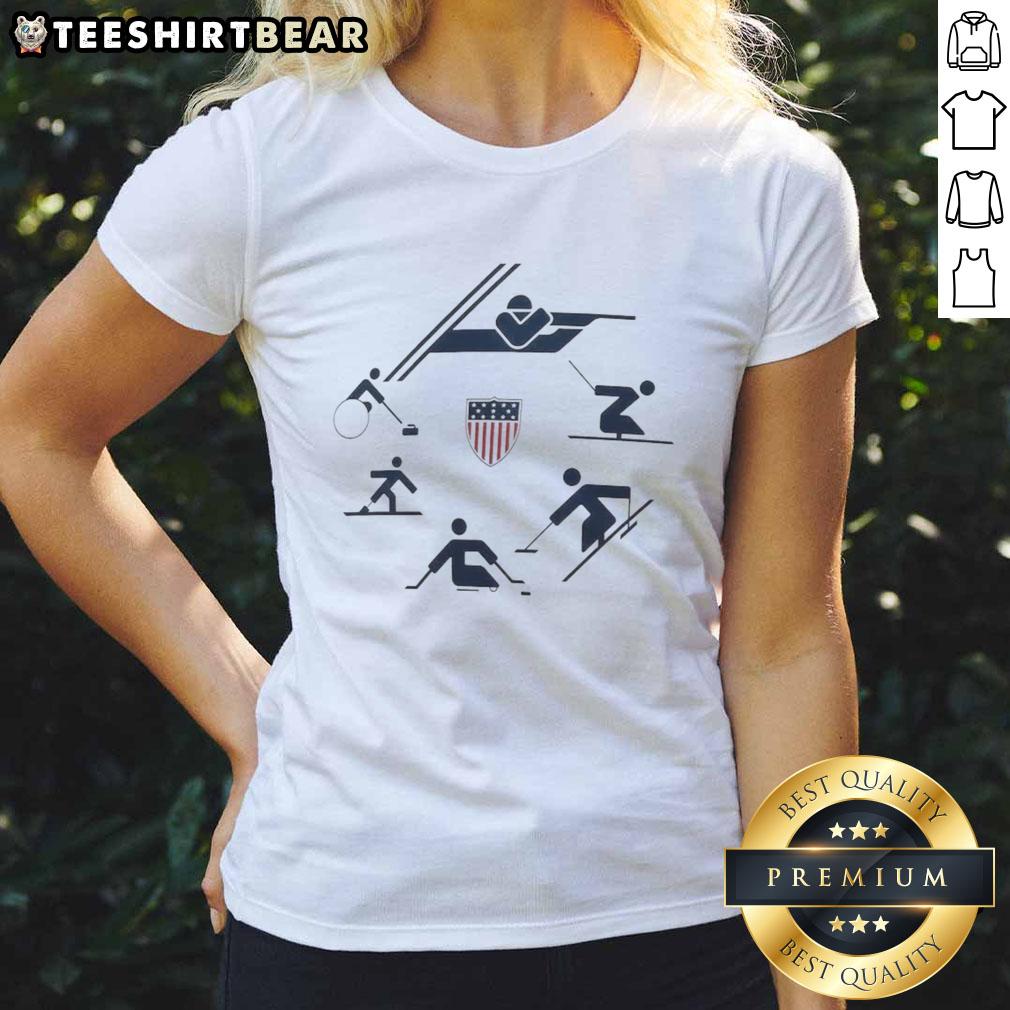 Nice U.S. Paralympics 2026 Winter Paralympics Picto Circle Ladies Tee featuring vibrant design and patriotic colors.