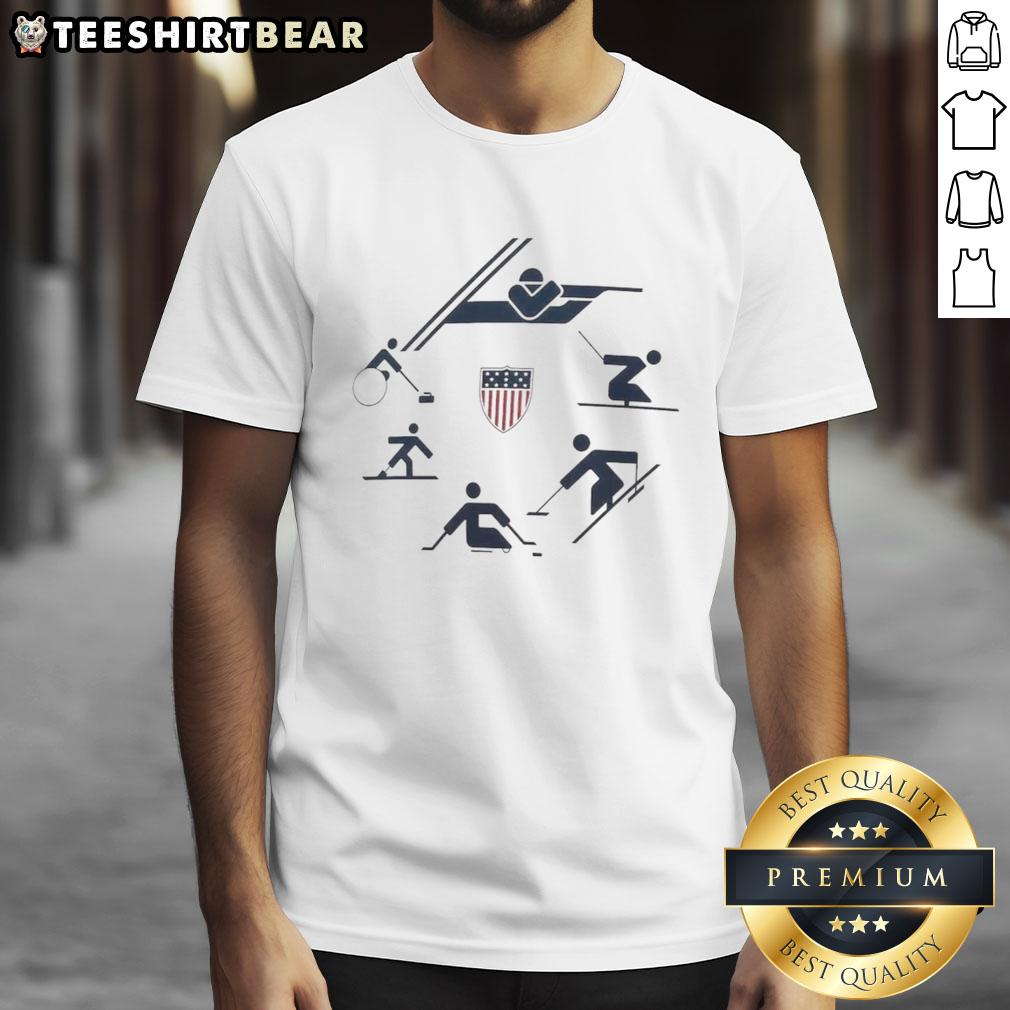 Nice U.S. Paralympics 2026 Winter Paralympics Picto Circle T-Shirt featuring vibrant design and official logos.