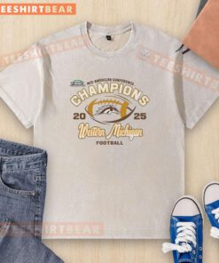 Nice Western Michigan Broncos Mid-American Conference 2025 washed t-shirt in blue, perfect for fans and casual wear.