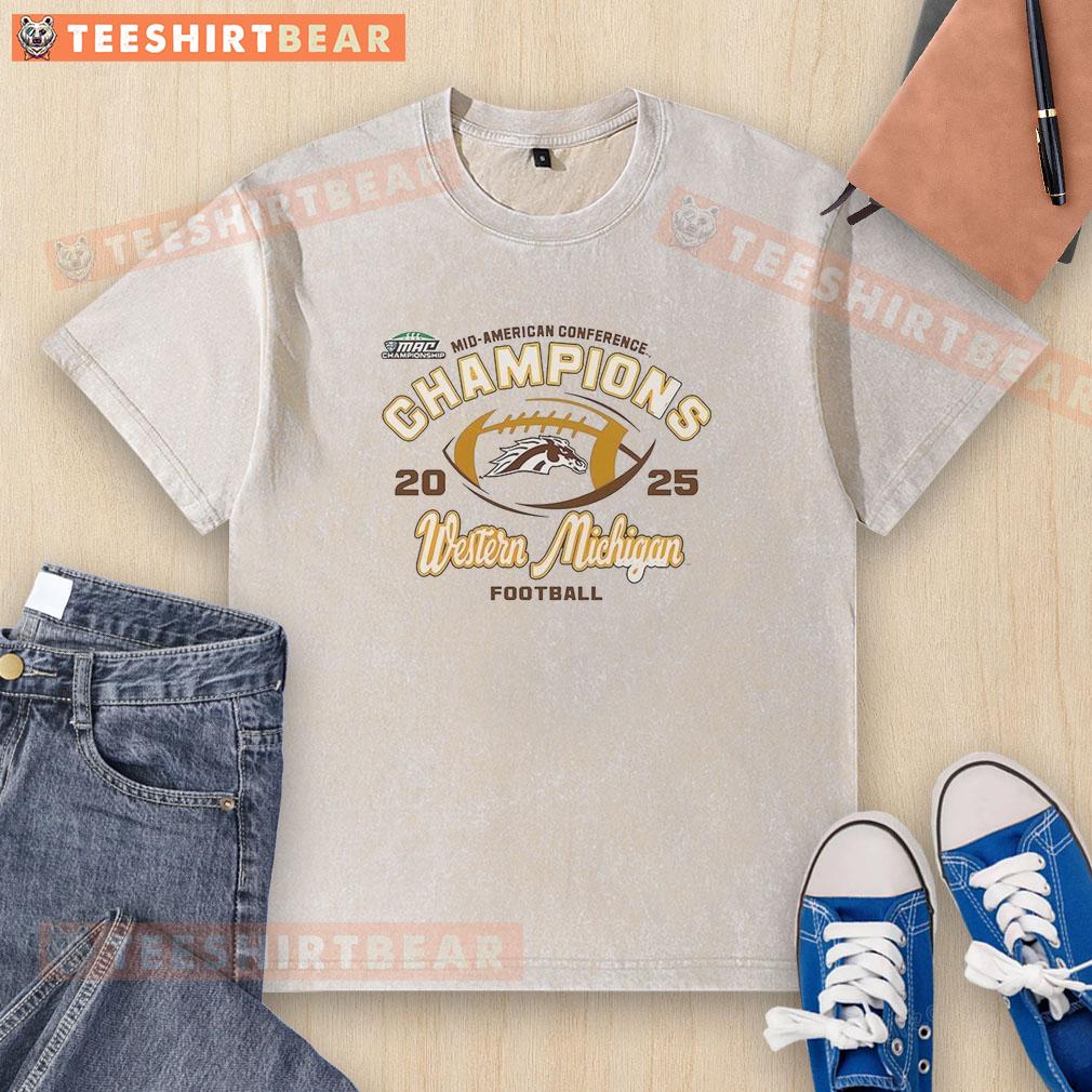 Nice Western Michigan Broncos Mid-American Conference 2025 washed t-shirt in blue, perfect for fans and casual wear.