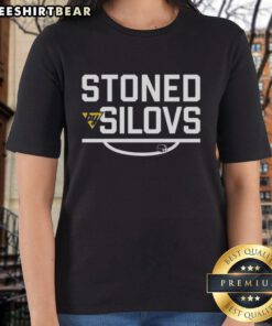 Arturs Silovs Pittsburgh Penguins NHL Ladies Tee featuring 'Stoned By Silovs' design, perfect for hockey fans.