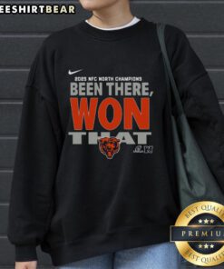 Alt Text: Official Chicago Bears 2025 NFC North Champions sweatshirt showcasing team colors and logo for fans and collectors.