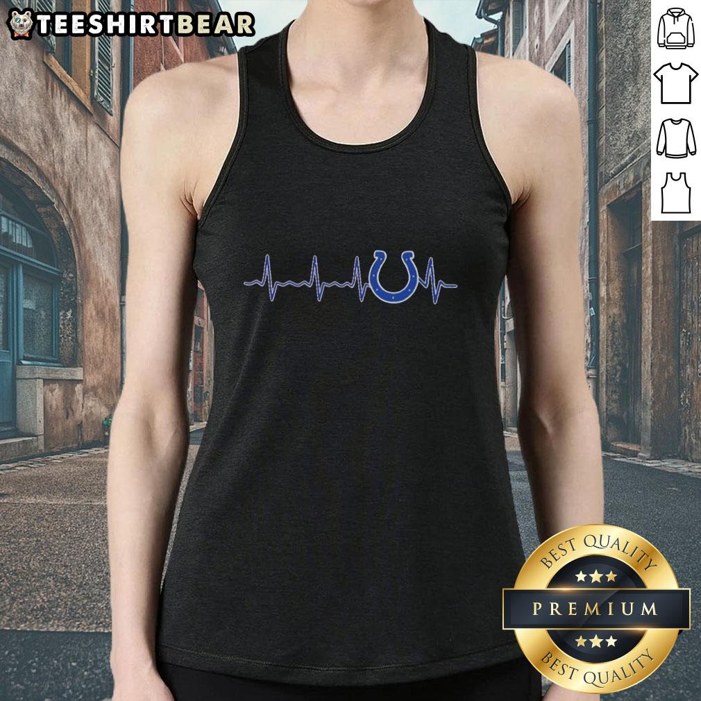 Alt Text: Official Indianapolis Colts football logo graphic on a stylish tank top, perfect for fans and casual wear.