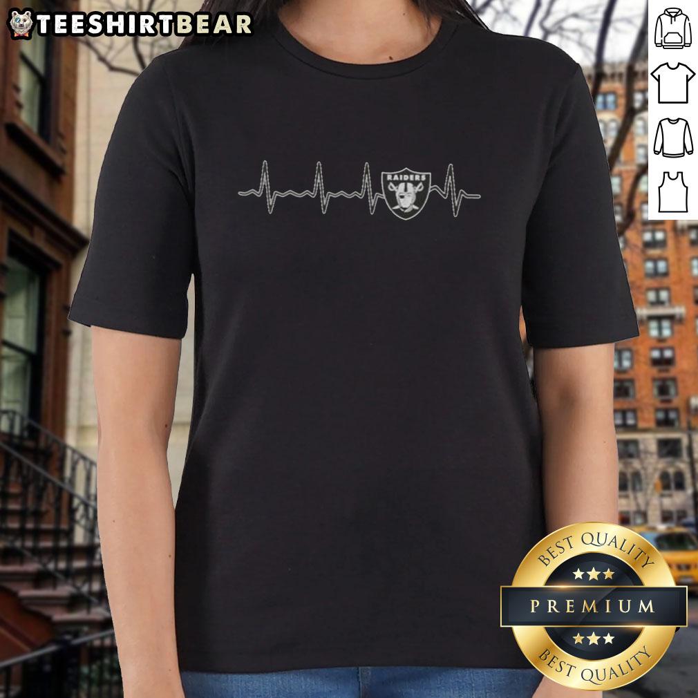 Official Heartbeat Las Vegas Raiders Football Logo graphic on a stylish ladies tee for fans and fashion enthusiasts.