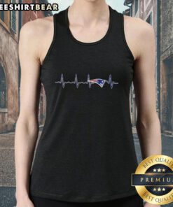 Alt Text: Official Heartbeat New England Patriots football logo graphic tank top design for fans and athletes.