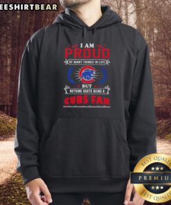 Official I Am Proud Of Many Things In Life hoodie celebrating Chicago Cubs fandom with vibrant team colors.