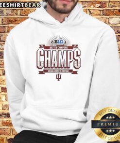 Official Indiana Hoosiers Football Big Ten Championship 2025 hoodie showcasing team colors and logo.
