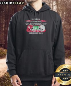 Official Indiana Hoosiers vs Ohio State Buckeyes 2025 Big Ten Football Championship head-to-head hoodie design.