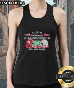 Official Indiana Hoosiers vs Ohio State Buckeyes 2025 Big Ten Football Championship head-to-head tank top design.