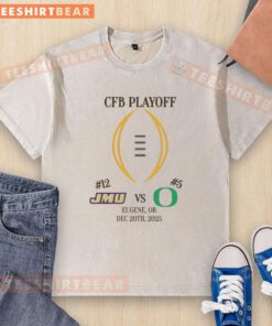 Official James Madison Dukes vs Oregon Ducks 2025 College Football Playoff matchup washed t-shirt design.