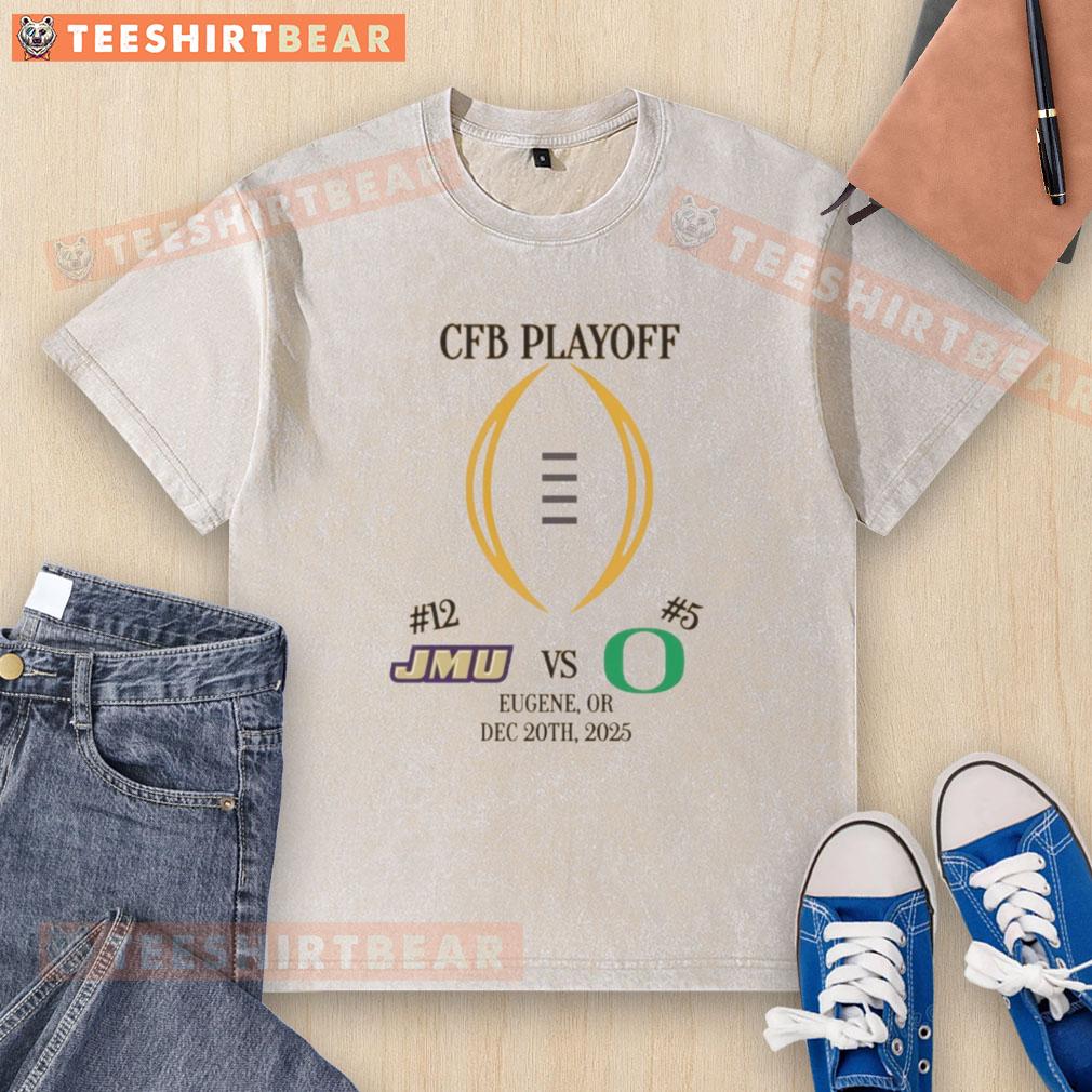 Official James Madison Dukes vs Oregon Ducks 2025 College Football Playoff matchup washed t-shirt design.