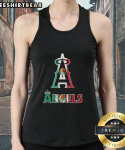 Official Los Angeles Angels baseball tank top featuring a vibrant Mexican flag design, perfect for fans and summer wear.