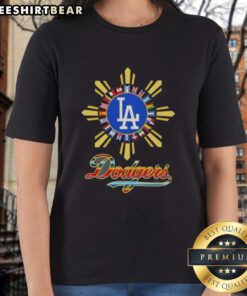 Official Los Angeles Dodgers X Hispanic ladies tee showcasing vibrant design and team spirit for female fans.