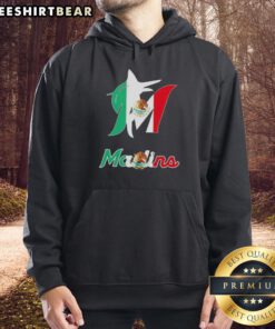 Official Miami Marlins baseball hoodie featuring a vibrant Mexican flag design, perfect for fans and collectors.