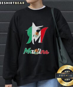 Official Miami Marlins baseball sweatshirt featuring vibrant Mexican flag design, perfect for fans and stylish wear.
