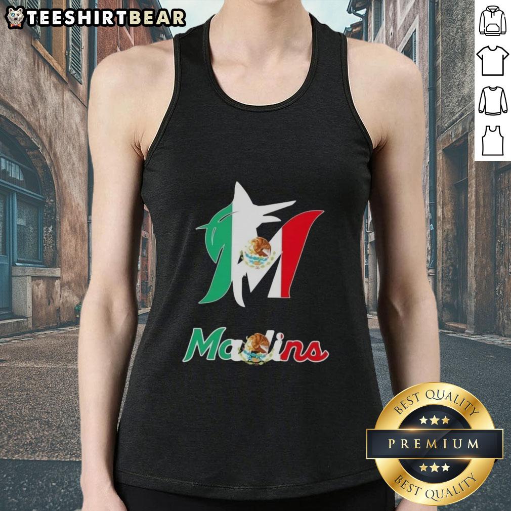 Official Miami Marlins Baseball tank top featuring the Mexican flag design, perfect for fans and summer wear.