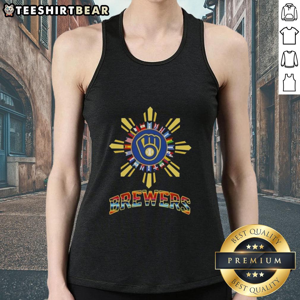 Official Milwaukee Brewers X Hispanic tank top featuring vibrant design, perfect for baseball fans and summer wear.