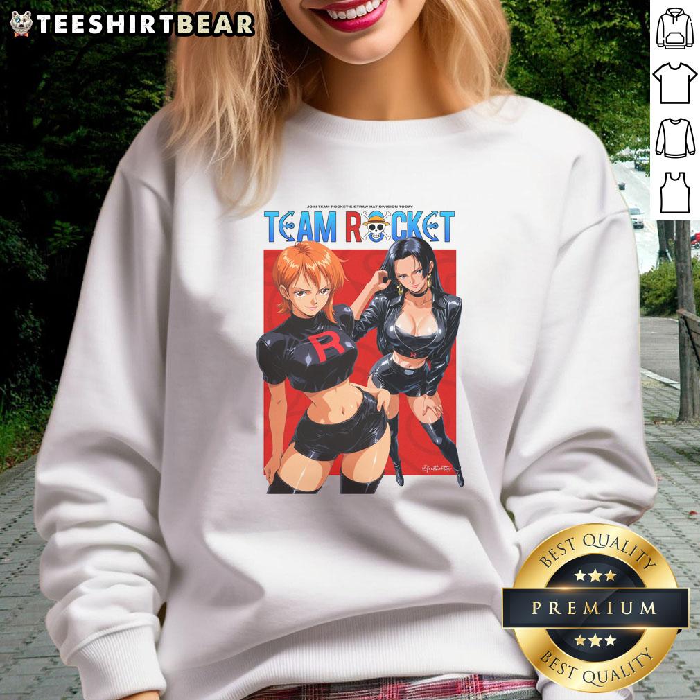 Official One Piece X Team Rocket sweatshirt featuring unique design and vibrant colors for anime fans and collectors.