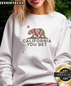 Official You Bet California Bear sweatshirt in California Republic flag style, perfect for casual wear.