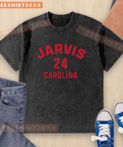 Original Seth Jarvis 24 Carolina Hurricanes hockey washed t-shirt featuring team colors and logo on a casual style.