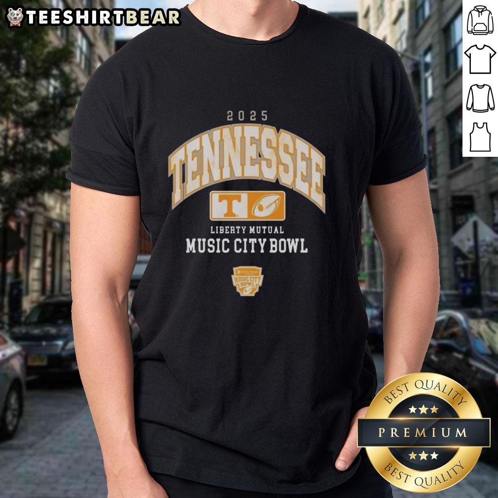 Alt Text: Original Tennessee Volunteers Football T-Shirt for Liberty Mutual Music City Bowl 2025, featuring team colors and logo.