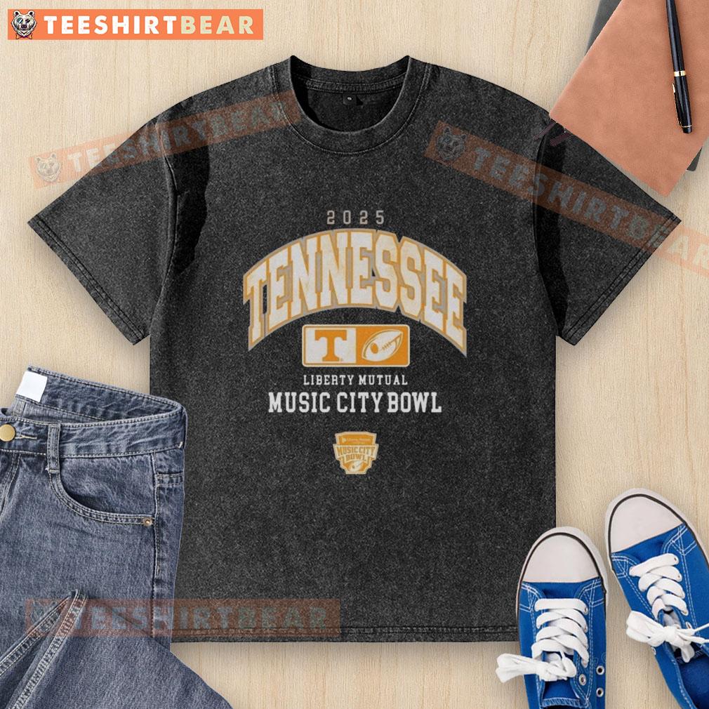 Alt Text: Original Tennessee Volunteers Football Liberty Mutual Music City Bowl 2025 washed t-shirt in vibrant orange color.