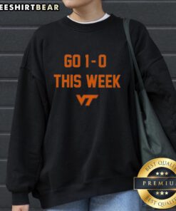 Original Virginia Tech Hokies Football Go 1-0 This Week Sweatshirt in maroon with logo, perfect for game day wear.