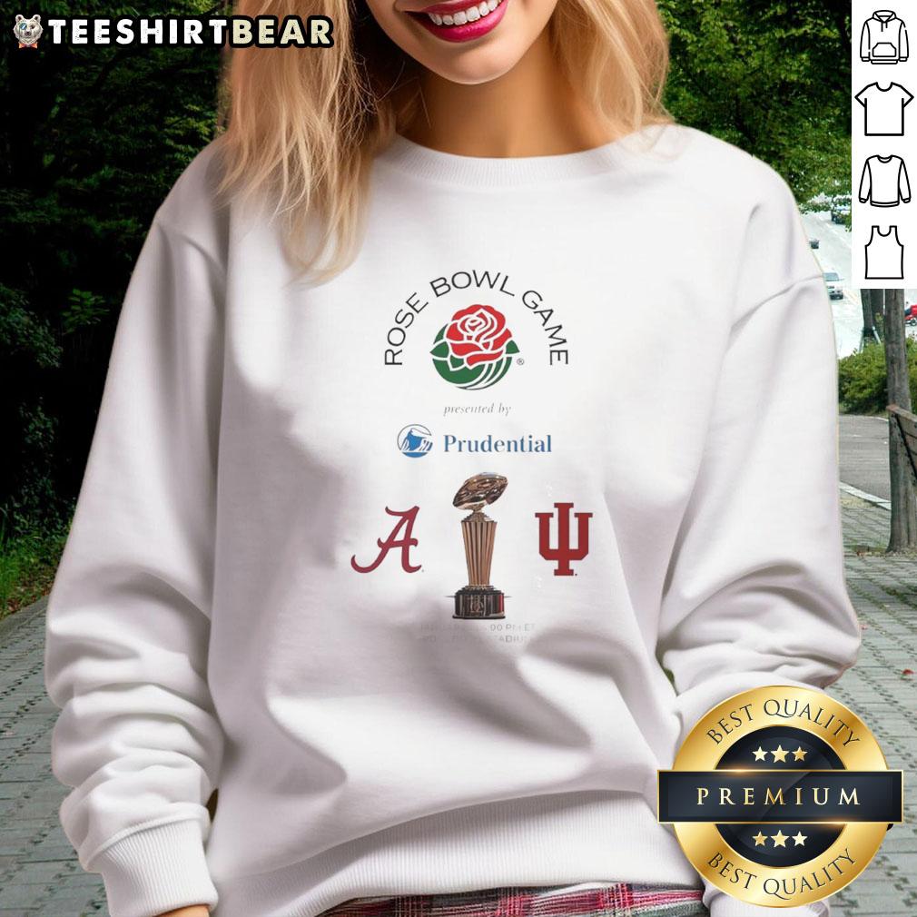 Premium Alabama Crimson Tide vs Indiana Hoosiers 2026 Rose Bowl Game logo sweatshirt featuring vibrant team graphics.