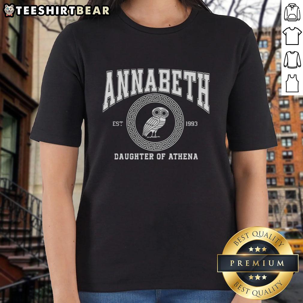 Premium Annabeth Daughter of Athena Owl Ladies Tee featuring a stylish owl design for fans of mythology and literature.
