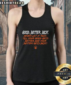 Premium Chicago Bears Bear Down tank top featuring 'Good Gets Better, Better Gets Best' slogan in vibrant colors.