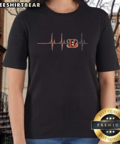 Premium Cincinnati Bengals NFL Heartbeat Ladies Tee in black, featuring a stylish heart design and team logo.