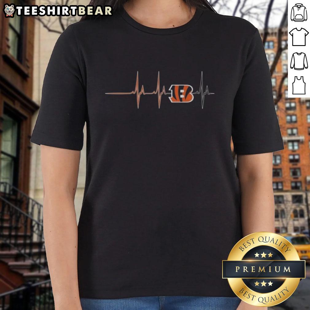 Premium Cincinnati Bengals NFL Heartbeat Ladies Tee in black, featuring a stylish heart design and team logo.