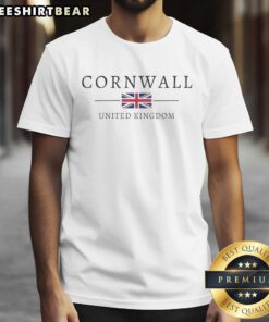 Premium Cornwall United Kingdom Flag T-Shirt featuring vibrant colors and a stylish design for proud Cornwall enthusiasts.