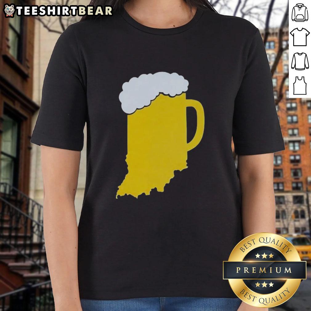 Premium Indiana Beer State ladies tee featuring a stylish design for beer enthusiasts and Indiana pride.