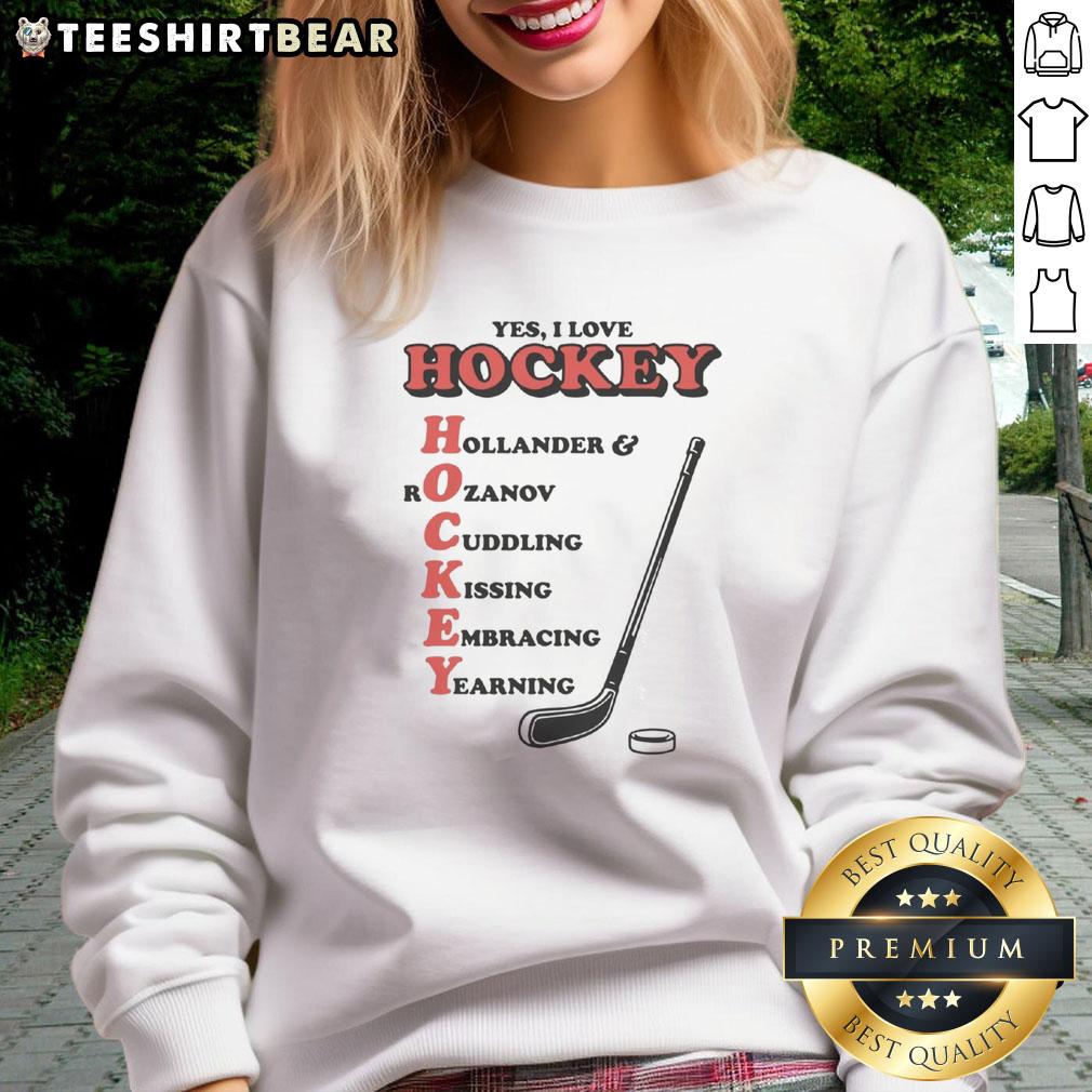 Premium I Love Hockey Acronym Sweatshirt in black, showcasing a stylish design for hockey fans and enthusiasts.