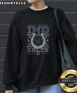Premium Indianapolis Colts holiday sweatshirt in blue with team logo, perfect for fans celebrating the season.