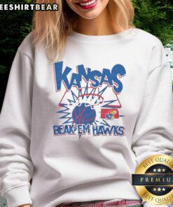 Alt Text: Premium Kansas Jayhawks Beak 'Em Hawks Slam Sweatshirt featuring vibrant team colors and bold logo design.