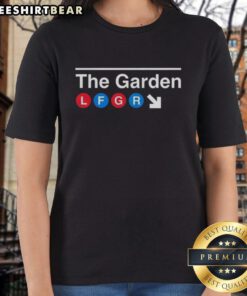 Alt Text: Premium New York Rangers subway sign ladies tee showcasing team spirit and style for female fans.