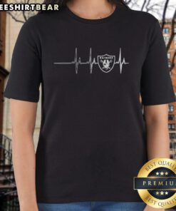 Premium Los Angeles Raiders NFL Heartbeat Ladies Tee showcasing team spirit with stylish design and comfortable fit.