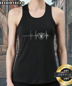 Premium Los Angeles Raiders NFL heartbeat tank top featuring team colors and logo, perfect for fans and casual wear.