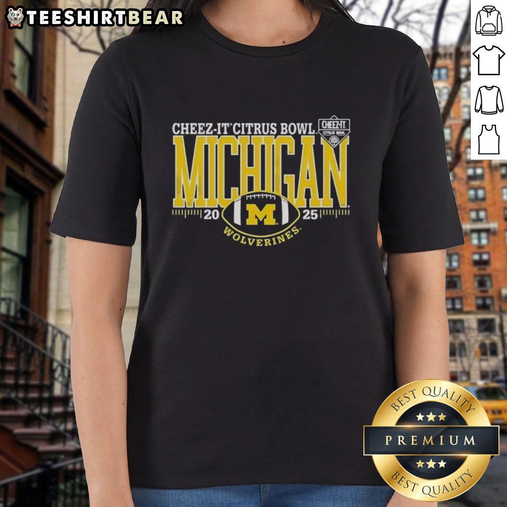 Premium Michigan Wolverines Cheez-It Citrus Bowl 2025 ladies tee featuring vibrant team colors and stylish design.