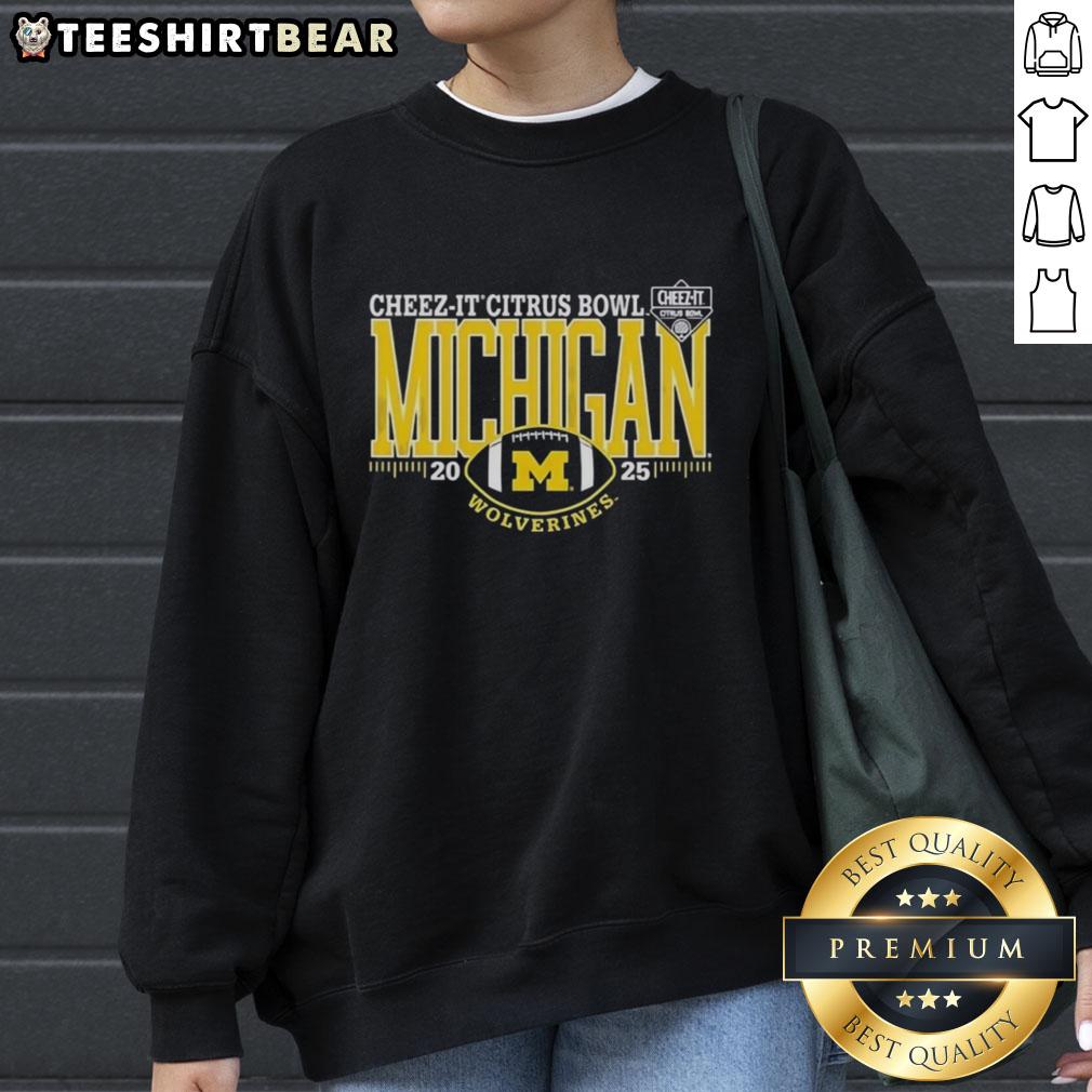 Premium Michigan Wolverines Cheez-It Citrus Bowl 2025 sweatshirt in navy blue, featuring team logo and cozy design.