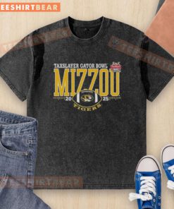 Premium Mizzou Tigers Kinders Texas Bowl 2025 washed t-shirt in black, perfect for game day and fan apparel.