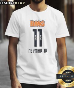 Alt Text: Premium Neymar Jr Santos Bmg T-Shirt featuring vibrant design and soft fabric, perfect for soccer fans.