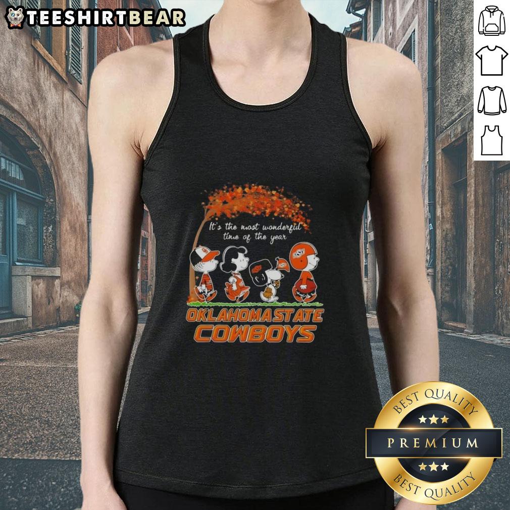 Premium Oklahoma State Cowboys X Peanuts Snoopy and Friends autumn tank top for a stylish fall look.