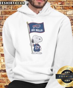 Premium Peanuts Snoopy x John Allen Buffalo Bills flag hoodie showcasing a vibrant design for sports fans.