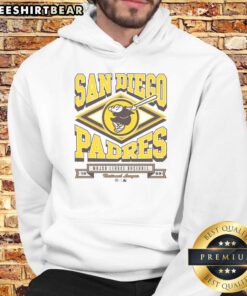 Alt Text: Premium San Diego Padres Heater Hoodie in navy blue, showcasing the team's logo and stylish design for fans.