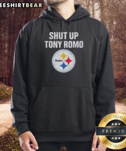 Premium Shut Up Tony Romo Pittsburgh Steelers Logo Hoodie featuring team colors and stylish design for fans.