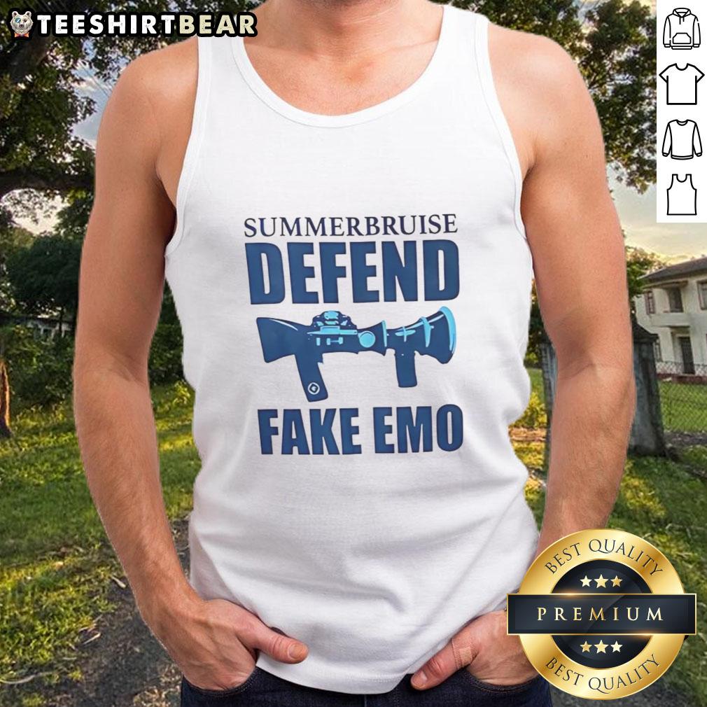 Premium Summerbruise Defend Fake Emo Tank Top in black, featuring bold graphics and a stylish fit for summer fashion.